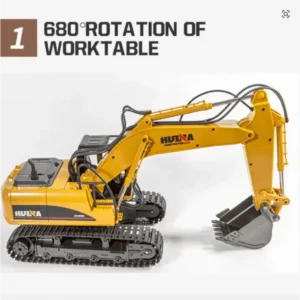 Huina 1535 1:14 Alloy RC Excavator – 15CH Metal Construction Digger Truck with 2.4GHz Remote Control (Premium Engineering Model)