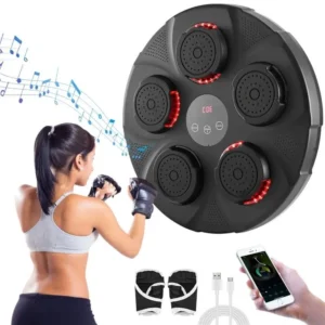 Music Boxing Machine – Interactive Electronic Wall Target with 5 LED Light Pads, Bluetooth Sensor & Training Gloves for Adults