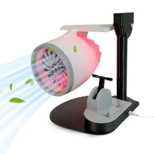 Jet Engine Turbofan Model Kit, Aircraft Fan with Spray, Adjustable Speeds, Turbo Fan, 3D DIY Printed Electric Structures, Airplane Engine Cooling Desk Fan (White)