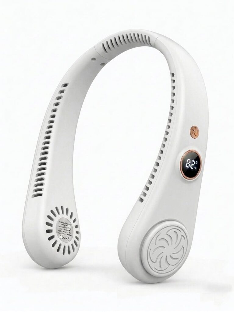 Portable Neck Fan with Digital Display | 5-Speed Adjustable | 180° Cooling Bladeless Wearable Fan | Hair-Safe Hanging Design | Rechargeable Fan for Home Office Travel & Outdoor (Arctic White)
        <span class="amazon-style-sales-stat" style="display: block; font-family: -apple-system, BlinkMacSystemFont, 'Segoe UI', Roboto, Arial, sans-serif; font-size: 15px; color: #0f1111; margin-top: 6px; text-transform: none; letter-spacing: normal; text-align: left; line-height: normal;">
            <strong style="font-weight: 700;">973 people bought</strong> <span style="font-weight: 400;">in past month</span>
        </span>