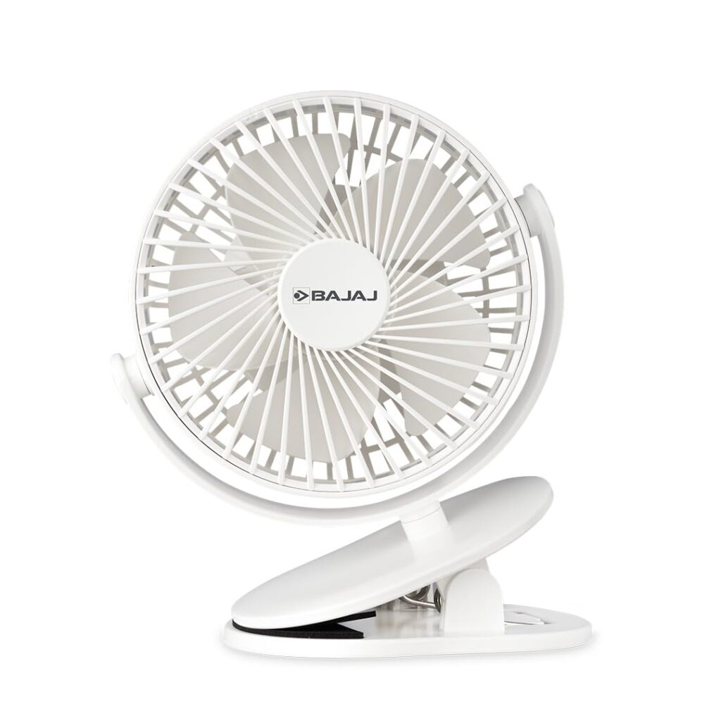 Bajaj Pygmy Mini Fan 110MM | USB Charging | Multi-Clip Function | Rechargeable | 4-Hr Back-up | Silent Operation | Longer Battery Life | Energy Efficient | Portable【White】
        <span class="amazon-style-sales-stat" style="display: block; font-family: -apple-system, BlinkMacSystemFont, 'Segoe UI', Roboto, Arial, sans-serif; font-size: 15px; color: #0f1111; margin-top: 6px; text-transform: none; letter-spacing: normal; text-align: left; line-height: normal;">
            <strong style="font-weight: 700;">978 people bought</strong> <span style="font-weight: 400;">in past month</span>
        </span>