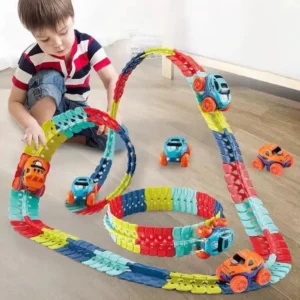 DIY LED Light Flexible Racing Track Set with Glow Car – Build-Your-Own Railway Toy Kit for Kids