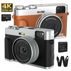 4K Auto-Focus Digital Camera with 48MP Lens – Vlogging Camera for YouTube with Viewfinder, Flash, Anti-Shake & Mode Dial