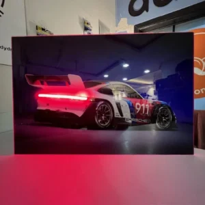Porsche 911 GT3 Neon Acrylic Wall Art – Premium 24x15" PVC Frame with LED Glow | Luxury Car Wall Décor